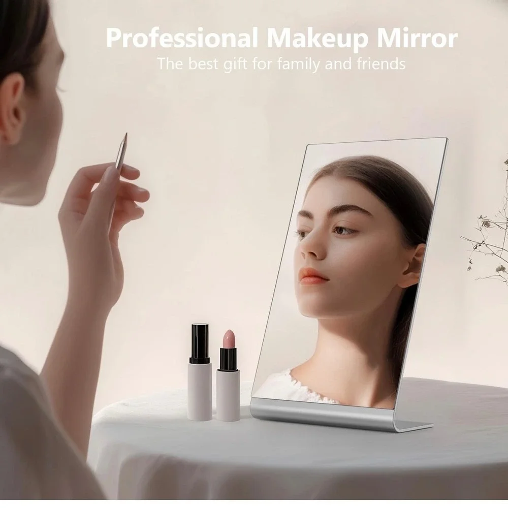 NEZZOE Modern Luxury Makeup Mirror‎ 12x7 Silver Aluminum Frameless HD Glass NL30